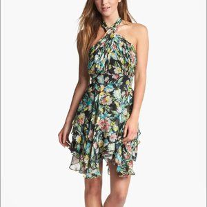 Jill Stuart  Floral Print Silk Halter Dress